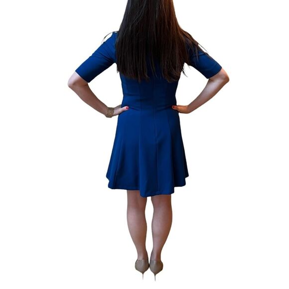 Cynthia Rowley Blue A-Line Elbow Sleeve Dress - Picture 7 of 16